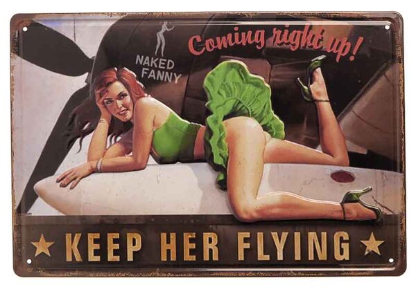 Plechová cedula Keep Her Flying 40x30cm (Kovová retro tabuľa)
