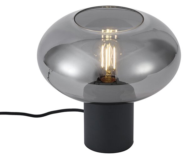 Dizajnová stolná lampa čierna s dymovým sklom - Umbrella