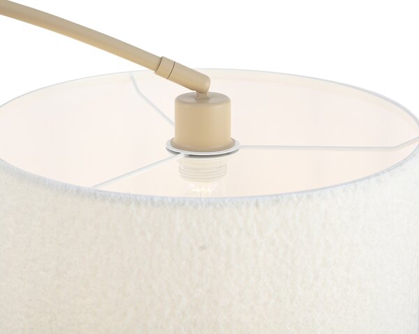 Moderná oblúková lampa béžová s teddy tienidlom - Vinossa