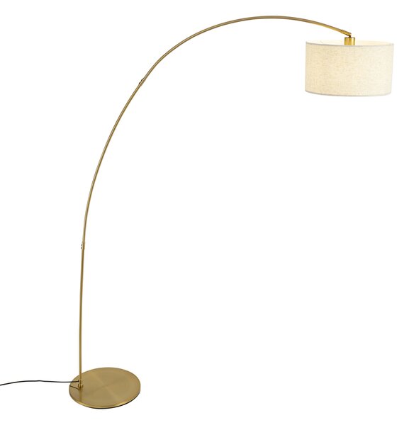 Moderná oblúková lampa mosadzná s béžovým tienidlom - Vinossa