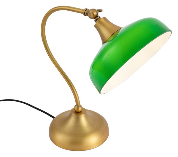 Klasická stolná lampa bronzová so zeleným opálovým sklom - Clerk
