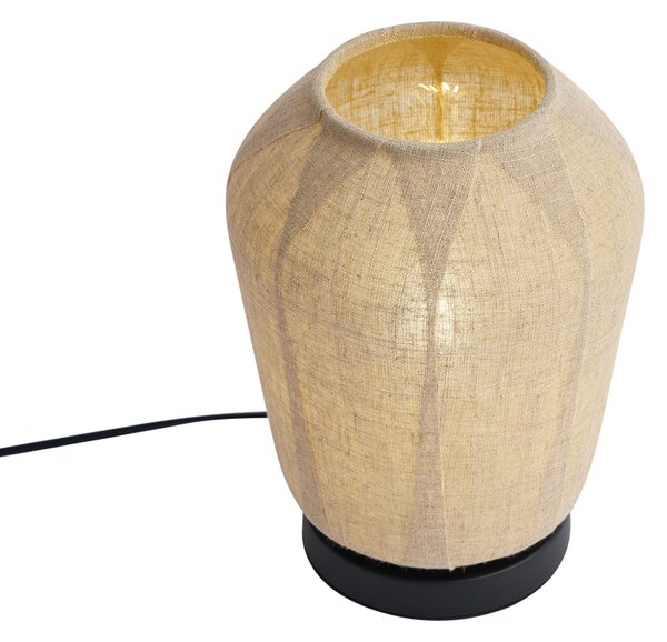 Japandi stolná lampa čierna s béžovým ľanovým tienidlom 21,5 cm - Nami