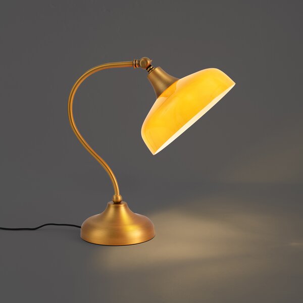 Klasická stolná lampa bronzová s oranžovým opálovým sklom - Clerk