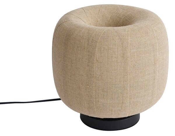 Japandi stolná lampa čierna s béžovým ľanovým tienidlom 27cm - Nami