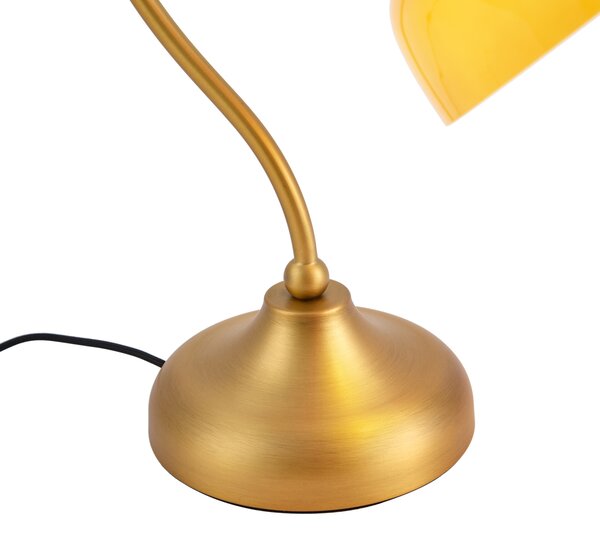 Klasická stolná lampa bronzová s oranžovým opálovým sklom - Clerk