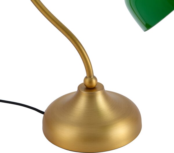 Klasická stolná lampa bronzová so zeleným opálovým sklom - Clerk