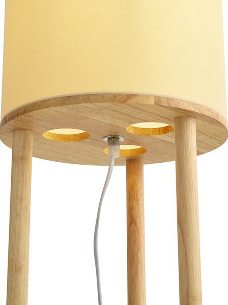 Moderná stojacia lampa drevená s béžovým tienidlom - Stojon