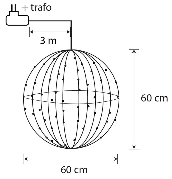 Vianočná závesná lampa guľa biela 60 cm vrátane LED s časovačom IP44 - Nobi