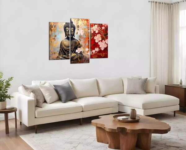 Obraz na plátne Budha a biele kvety