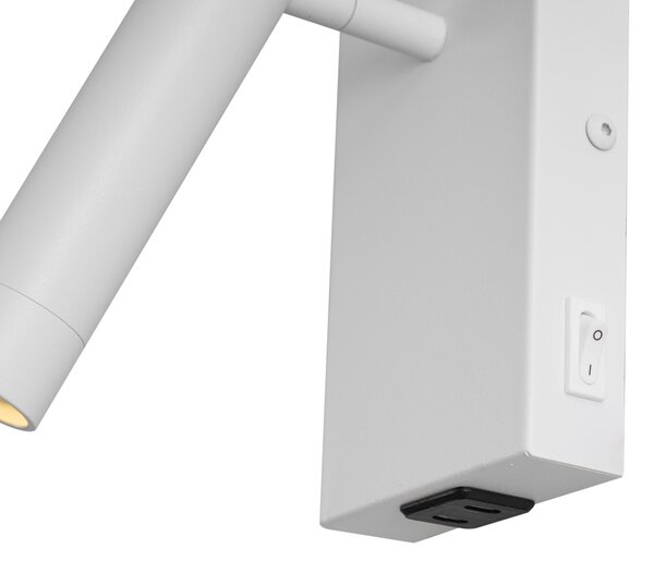 Moderné nástenné svietidlo biele nastaviteľné s USB-C - Croft