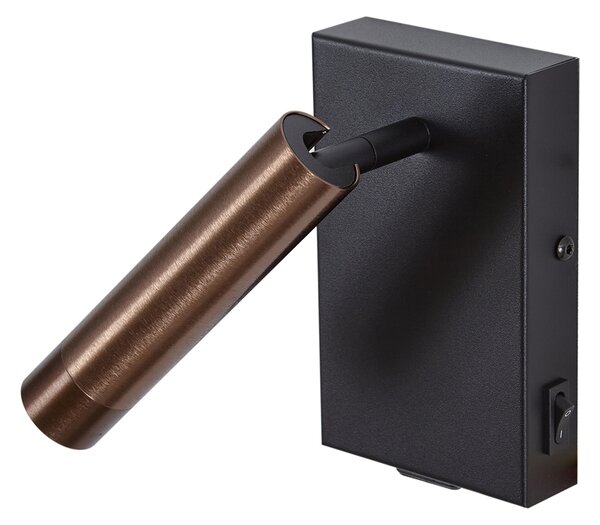 Moderné nástenné svietidlo čierne s tmavým bronzom nastaviteľné s USB-C - Croft