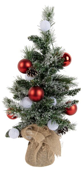 Vianočný stromček biely s červenou farbou 60 cm vrátane LED s časovačom - Jack