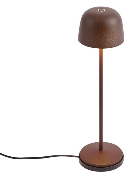 Stolná lampa hrdzavo hnedá vrátane LED nabíjateľná s nabíjacou stanicou IP65 - Raika