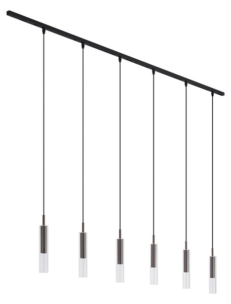 Moderný koľajnicový systém čierny so 6 závesnými svietidlami tmavý bronz 1-fázový - Slimline Loyce