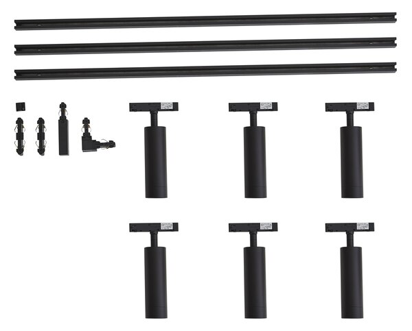 Moderný koľajnicový systém so 6 bodovými svetlami čierny 1-fázový - Slimline Uzzy