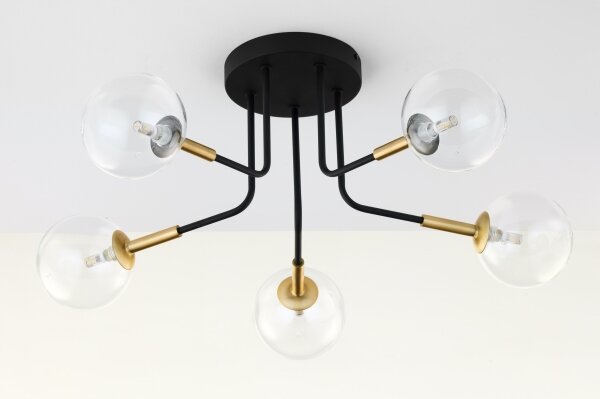 Jupiter 2040 - Luster na tyči BURANO 5xG9/10W/230V čierna/zlatá/číra