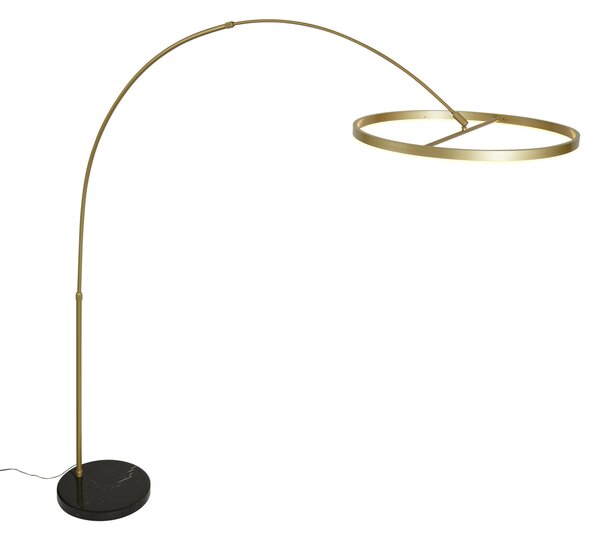 Dizajnová oblúková stojaca lampa zlatá vrátane LED s 3-stupňovým stmievaním - Anello