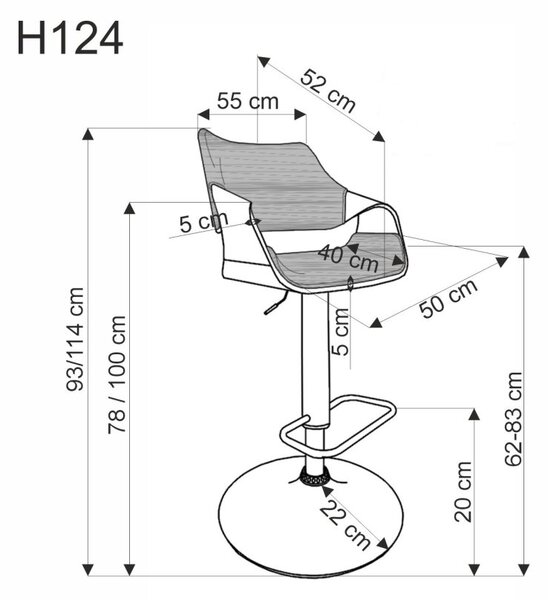 Halmar Barová stolička H124 čierna/orech