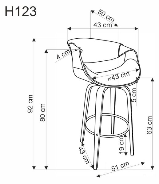Halmar Barová stolička H123 sivá/orech