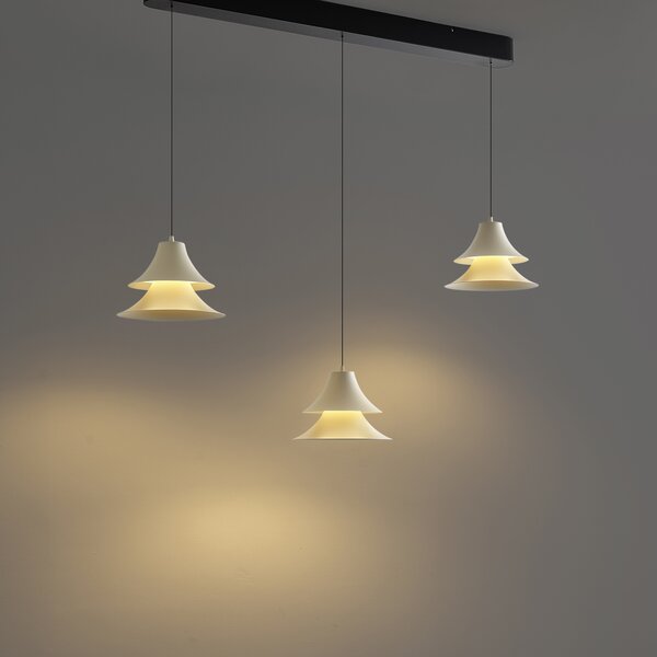 Závesná lampa čierna s béžovou farbou vrátane LED 3-stupňové stmievanie 3-svetlá Easylift - Witch