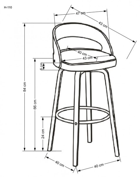 Halmar Barová stolička H110 krémová/orech
