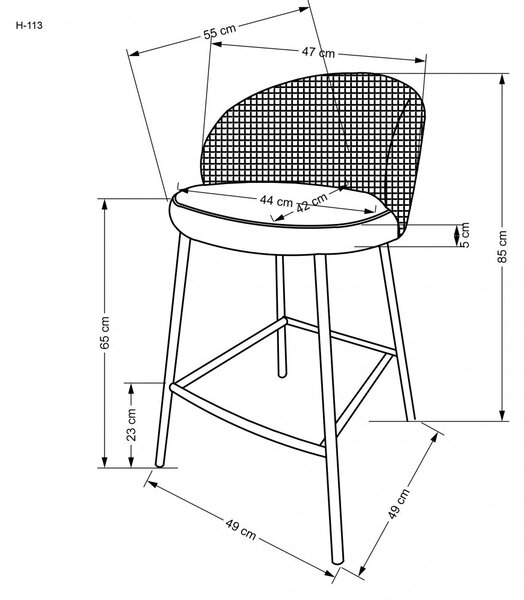 Halmar Barová stolička H113 čierna/biela