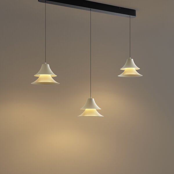Závesná lampa čierna s béžovou farbou vrátane LED 3-stupňové stmievanie 3-svetlá Easylift - Witch