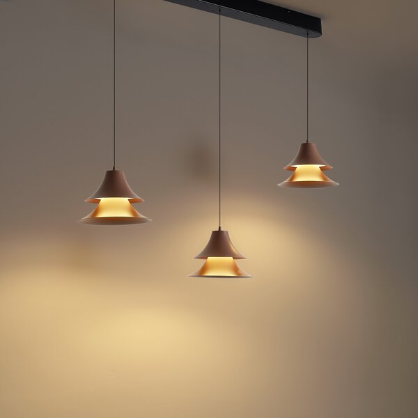 Závesná lampa čierna s mocha farbou vrátane LED 3-stupňové stmievanie 3-svetlá Easylift - Witch