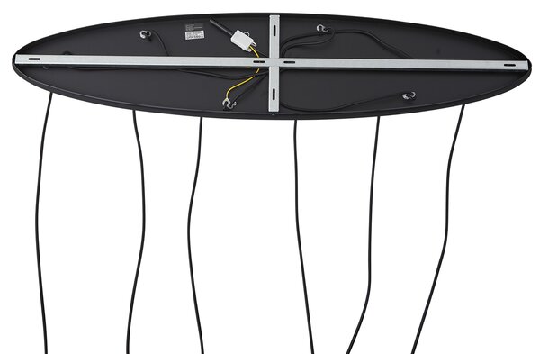 Závesná lampa čierna s jantárovým, dymovým a čírym sklom 6-svetiel - Elena