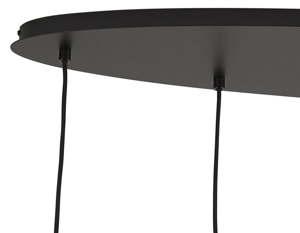Závesná lampa čierna s jantárovým, dymovým a čírym sklom 6-svetiel - Elena