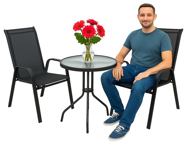 TRENDIE Zostava záhradného nábytku - 2 stoličky a stôl 60cm okrúhly