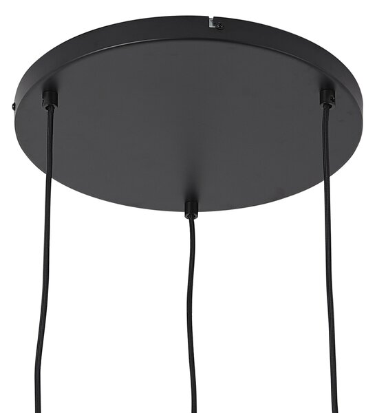 Závesná lampa čierna s jantárovým, dymovým a čírym sklom 3-Lights - Elena