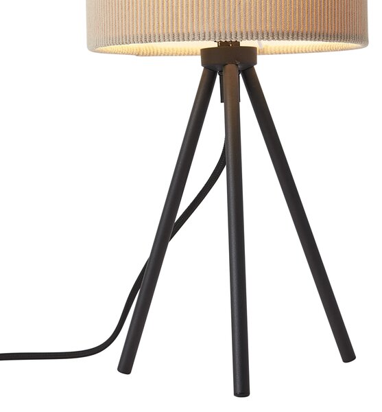 Moderná stolná lampa s trojnožkou v taupe farbe so zamatovým tienidlom - Luz