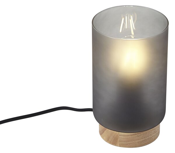 Moderná stolná lampa drevená s matným sivým sklom - Umbra