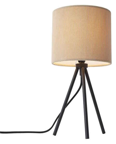 Moderná stolná lampa s trojnožkou v taupe farbe so zamatovým tienidlom - Luz