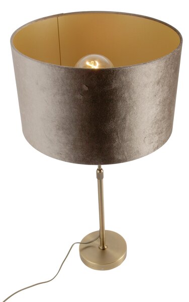 Stolná lampa bronzová so zamatovým tienidlom hnedá 35cm - Parte