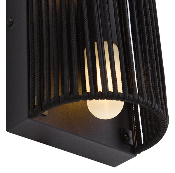 Japandi nástenná lampa čierna s lanom IP44 - Jayla