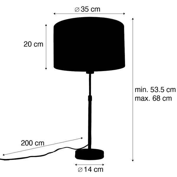 Stolná lampa bronzová s bronzovým zamatovým tienidlom 35 cm - Parte