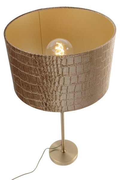 Stolná lampa bronzová so zamatovým tienidlom krokodíl 35cm - Parte