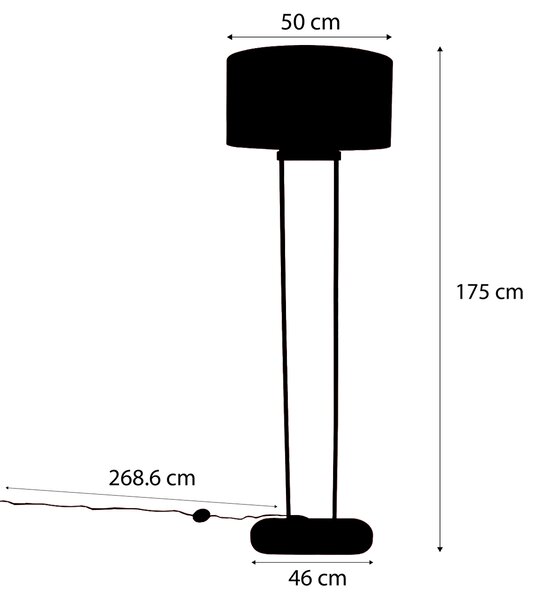 Stojacia lampa béžová so zeleným oválnym tienidlom a zlatým interiérom 50 cm - Thijmen