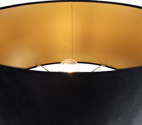 Stojacia lampa čierna s čiernym oválnym tienidlom 50 cm - Thijmen