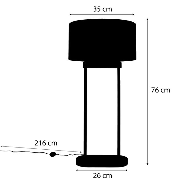 Stojacia lampa béžová s oválnym bielym ľanovým tienidlom 35 cm - Thijmen