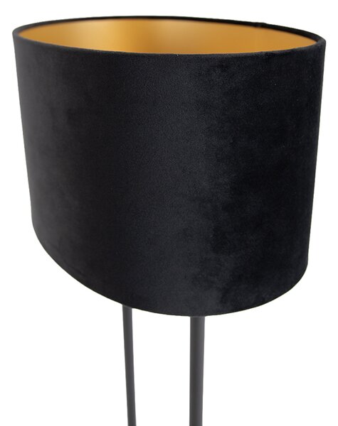 Stolná lampa čierna s čiernym oválnym tienidlom 35 cm - Thijmen