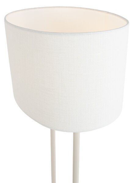 Stojacia lampa béžová s oválnym bielym ľanovým tienidlom 35 cm - Thijmen