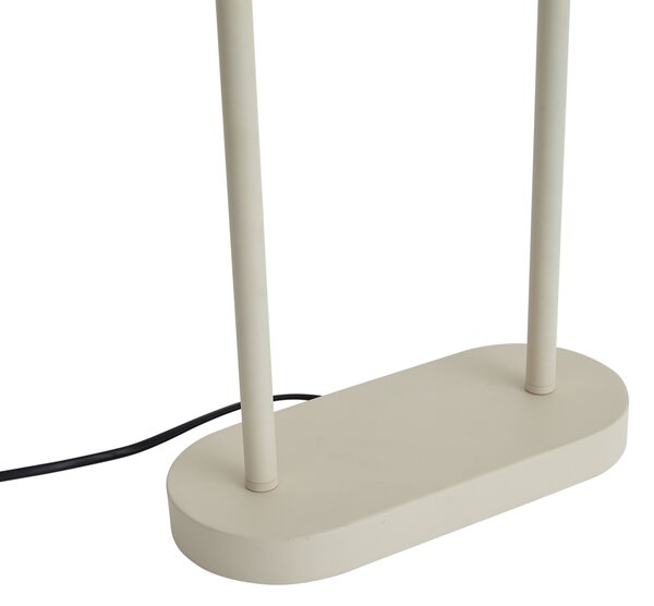 Stojacia lampa béžová s oválnym bielym ľanovým tienidlom 35 cm - Thijmen