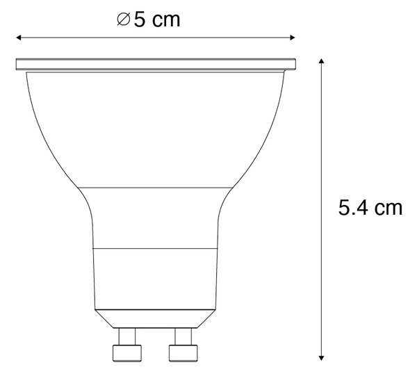 Sada 5 stmievateľných LED žiaroviek GU10 50 mm číra 2,5 W 450 lm 3000 K