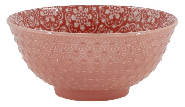 Korálová porcelánová miska s kvetmi vnútri Arés - Ø 16*7,5 cm / 650 ml - Chic Antique