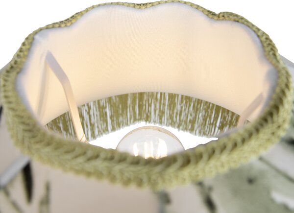 Stojacia lampa čierna s kvetinovým tienidlom a bielym interiérom 45cm - Classico