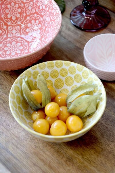 Korálová porcelánová miska s kvetmi vnútri Arés - Ø 16*7,5 cm / 650 ml - Chic Antique