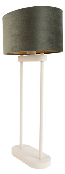 Stolná lampa béžová so zeleným oválnym tienidlom a zlatým interiérom 35 cm - Thijmen